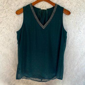 Maurices Green Sleeveless V-Neck Blouse Large